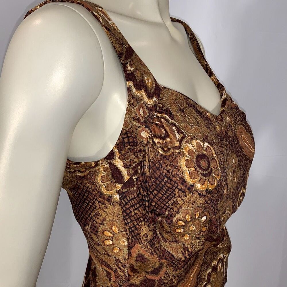 Vintage Maxine Women's Paisley Sleeveless Print Swimsuit Brown Gold Size 14 - Picture 3 of 16
